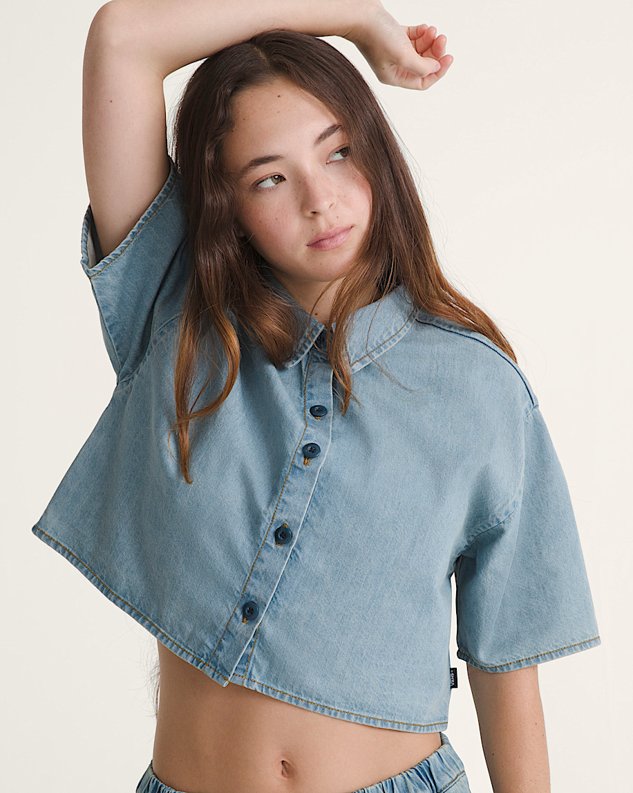 wren denim button up shirt