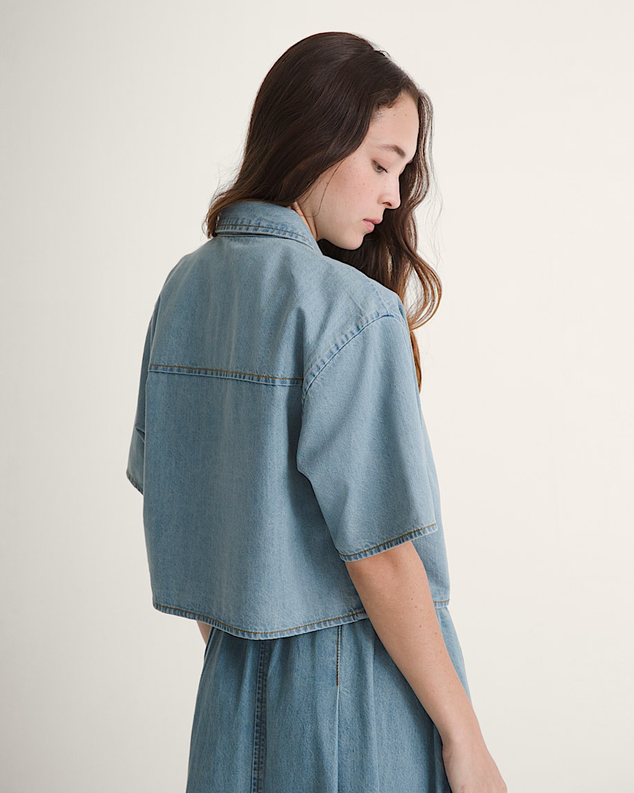 wren denim button up shirt
