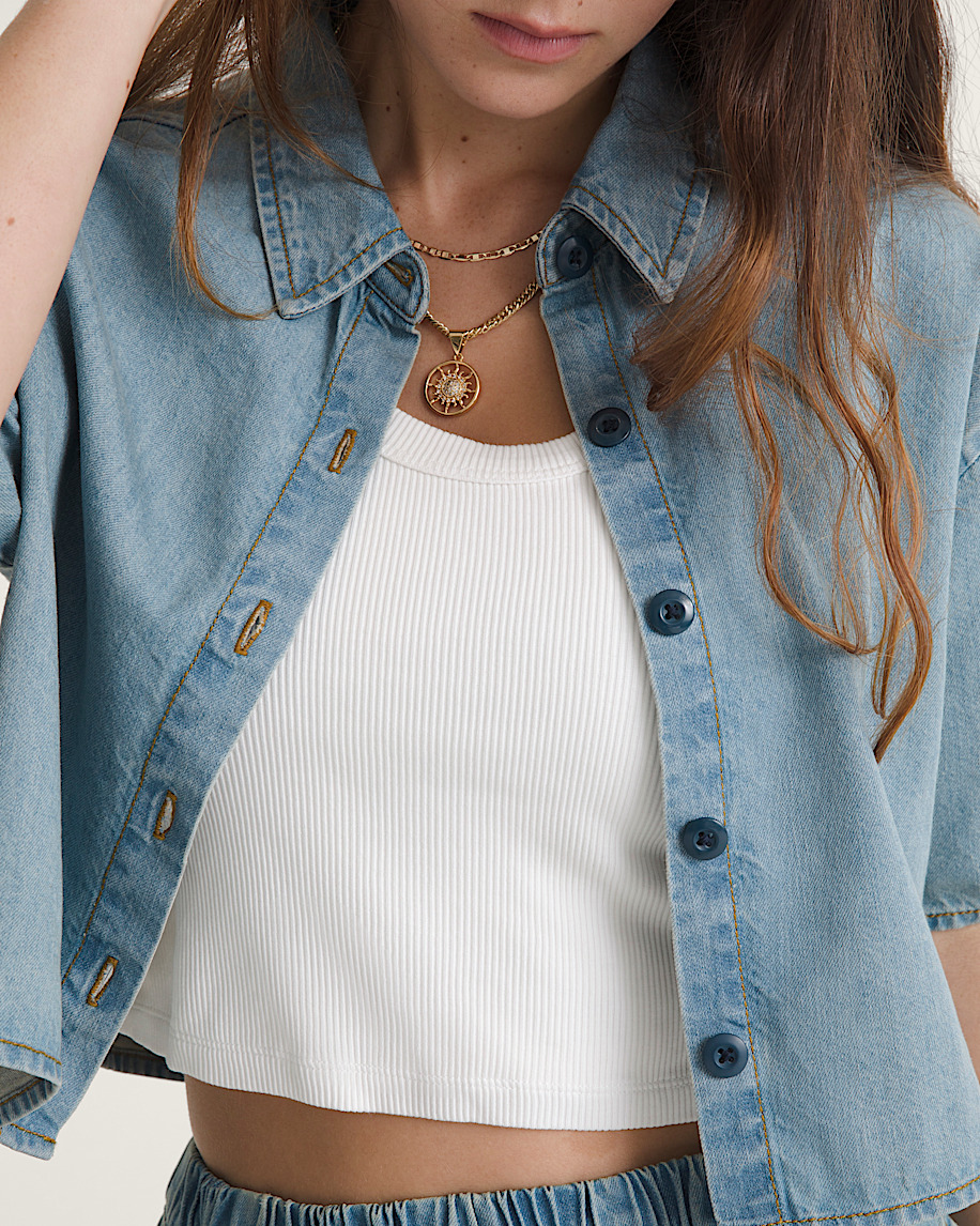 wren denim button up shirt